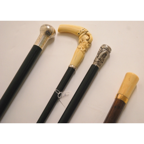 354 - A VICTORIAN IVORY-MOUNTED WALKING CANE