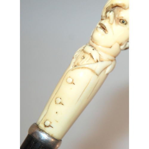 354 - A VICTORIAN IVORY-MOUNTED WALKING CANE