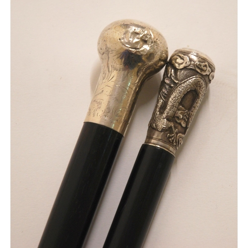 354 - A VICTORIAN IVORY-MOUNTED WALKING CANE