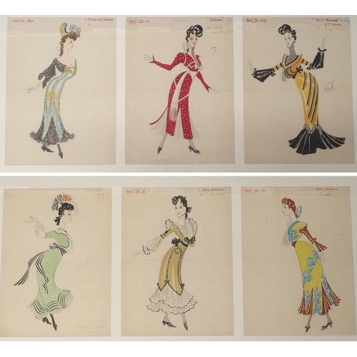 358 - ostume House copiesA COLLECTION OF HAND DRAWN COSTUME DESIGNS BY DORIS ZINKEISEN FOR THE DRURY LANE ... 