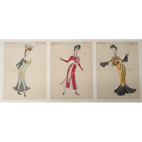 358 - ostume House copiesA COLLECTION OF HAND DRAWN COSTUME DESIGNS BY DORIS ZINKEISEN FOR THE DRURY LANE ... 