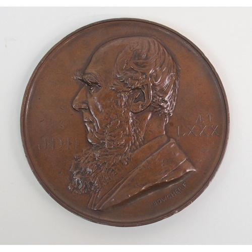 359 - A LARGE BRONZE MEDALLION PRESENTED TO SIR JOSEPH DALTON HOOKER