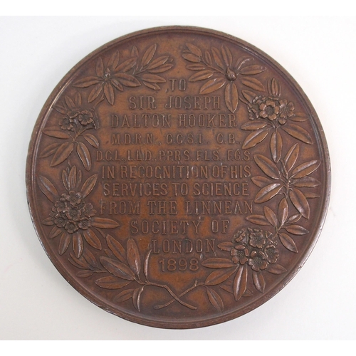 359 - A LARGE BRONZE MEDALLION PRESENTED TO SIR JOSEPH DALTON HOOKER