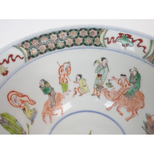 38 - A CHINESE FAMILLE VERTE BOWL
