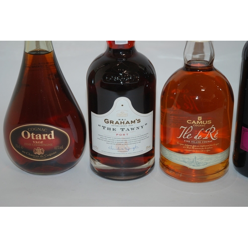 391 - SIX VARIOUS BOTTLES OF PORT AND BRANDY