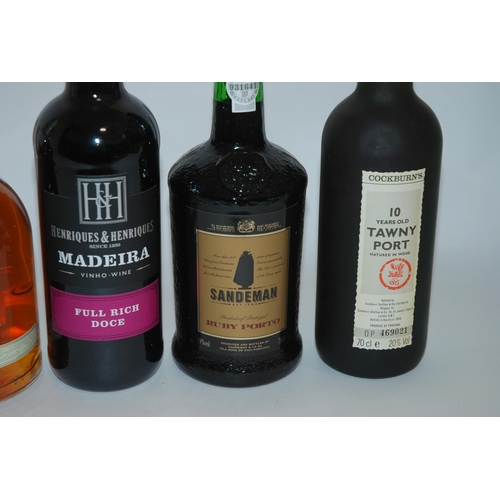 391 - SIX VARIOUS BOTTLES OF PORT AND BRANDY