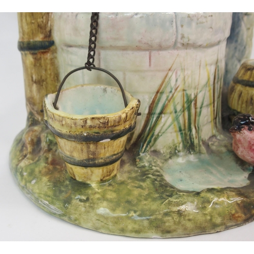 534 - A DELPHIN MASSIER - VALLAURIS MAJOLICA POTTERY WISHING WELL