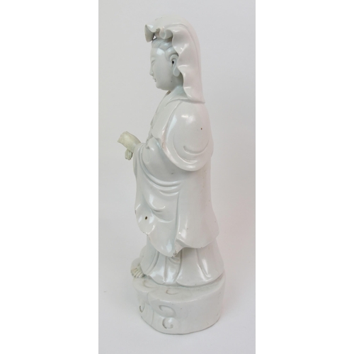 61 - A CHINESE BLANC DE CHINE MODEL OF GUANYIN