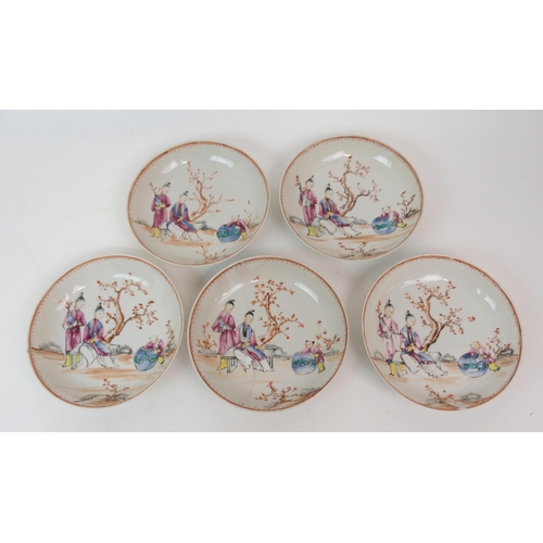 72 - FIVE CHINESE EXPORT RICE BOWLS AND SAUCERS