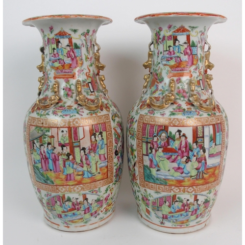 76 - A CANTON FAMILLE ROSE VASE