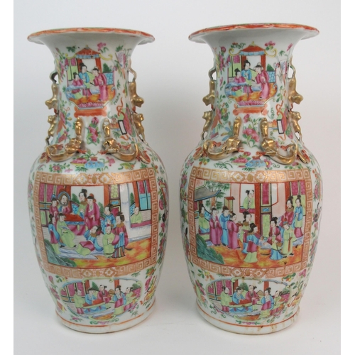 76 - A CANTON FAMILLE ROSE VASE