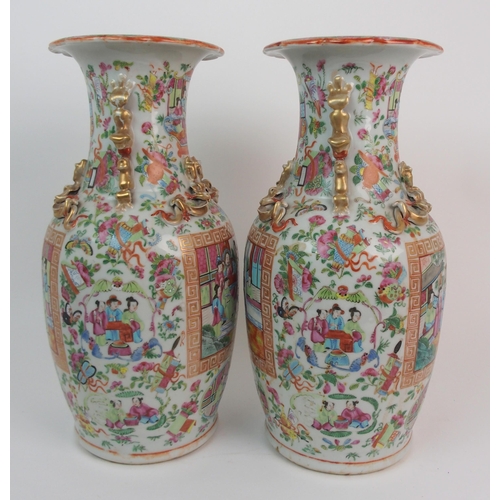 76 - A CANTON FAMILLE ROSE VASE