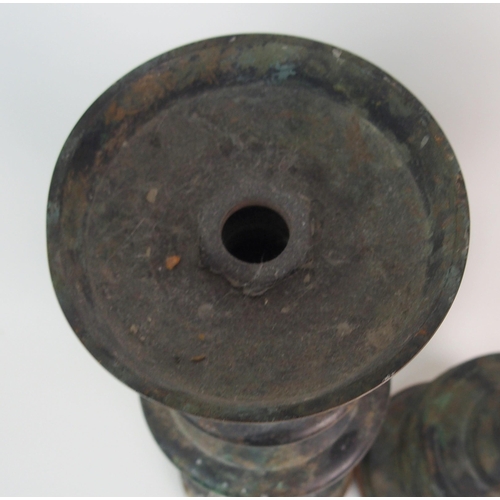 89 - A CHINESE BRONZE CENSER AND COVER