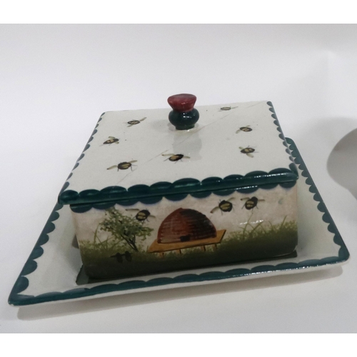 84 - A WEMYSS WARE HONEY COMB BOX  STAND AND COVER