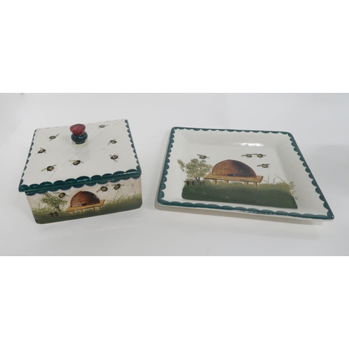 84 - A WEMYSS WARE HONEY COMB BOX  STAND AND COVER