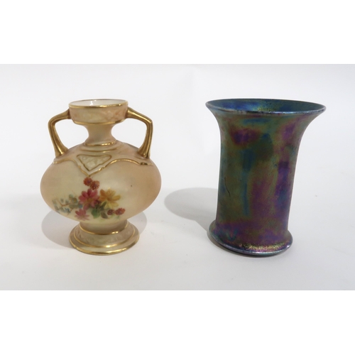 91 - A SMALL RUSKIN IRIDESCENT GLAZED VASE