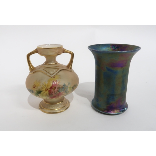 91 - A SMALL RUSKIN IRIDESCENT GLAZED VASE