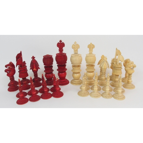 100 - A CANTONESE IVORY CHESS SET OF TRADITIONAL TYPE