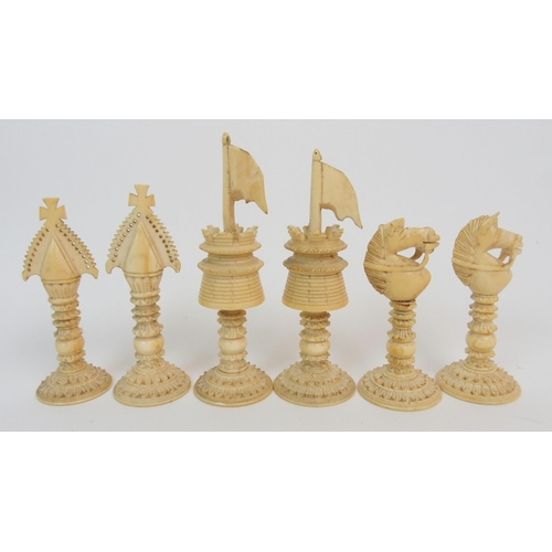 100 - A CANTONESE IVORY CHESS SET OF TRADITIONAL TYPE