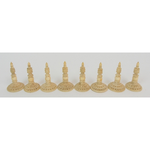 100 - A CANTONESE IVORY CHESS SET OF TRADITIONAL TYPE