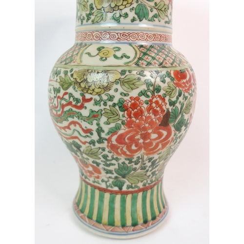 103 - A CHINESE WUCAI BALUASTER VASE