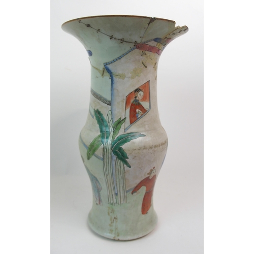 104 - A CANTON BALUSTER VASE