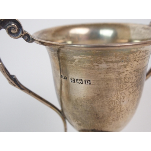 109 - A CHINESE SILVER CUP APPLIED WITH DRAGON HANDLE