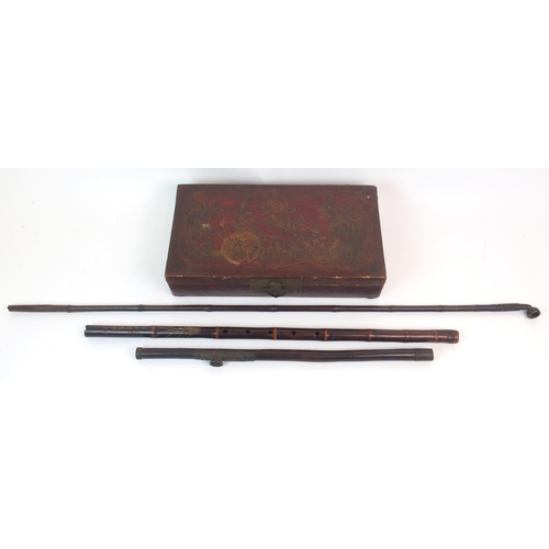 110 - TWO CHINESE BAMBOO OPIUM PIPES