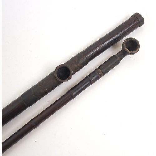 110 - TWO CHINESE BAMBOO OPIUM PIPES