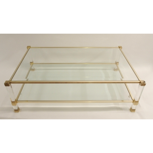 1124 - A PIERRE VANDEL  PARIS BRASS AND BEVELLED GLASS COFFEE TABLE