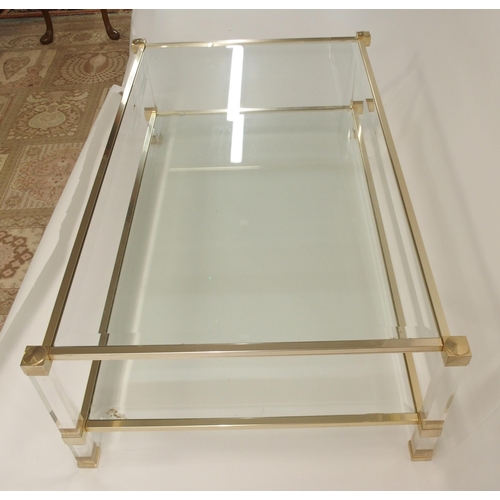 1124 - A PIERRE VANDEL  PARIS BRASS AND BEVELLED GLASS COFFEE TABLE