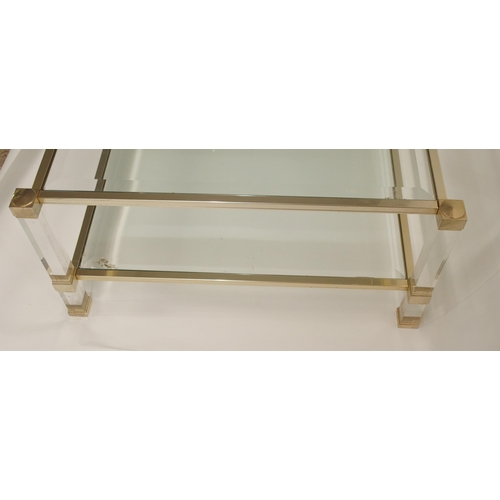 1124 - A PIERRE VANDEL  PARIS BRASS AND BEVELLED GLASS COFFEE TABLE