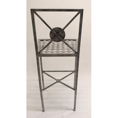 1127 - THREE TOM FAULKNER GREY METAL BAR STOOLS