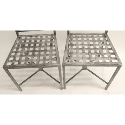 1127 - THREE TOM FAULKNER GREY METAL BAR STOOLS