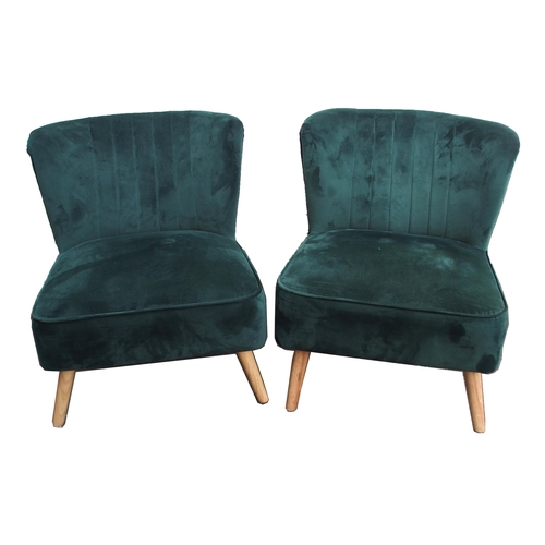 1132 - A PAIR OF CULTURE VULTURE TUVULA GREEN VELVET CHAIRS