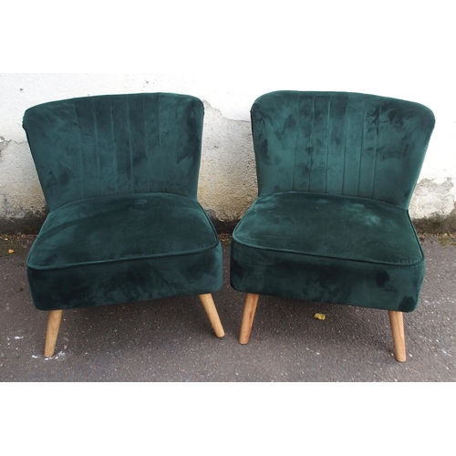 1132 - A PAIR OF CULTURE VULTURE TUVULA GREEN VELVET CHAIRS