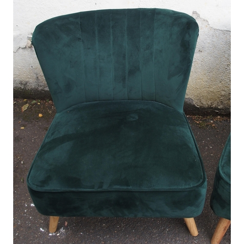 1132 - A PAIR OF CULTURE VULTURE TUVULA GREEN VELVET CHAIRS