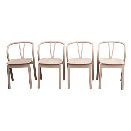 1135 - A SET OF FOUR LIGHT ERCOL BEECH FLOW CHAIRS