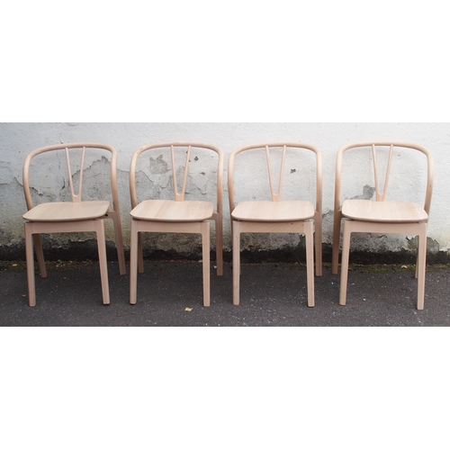 1135 - A SET OF FOUR LIGHT ERCOL BEECH FLOW CHAIRS