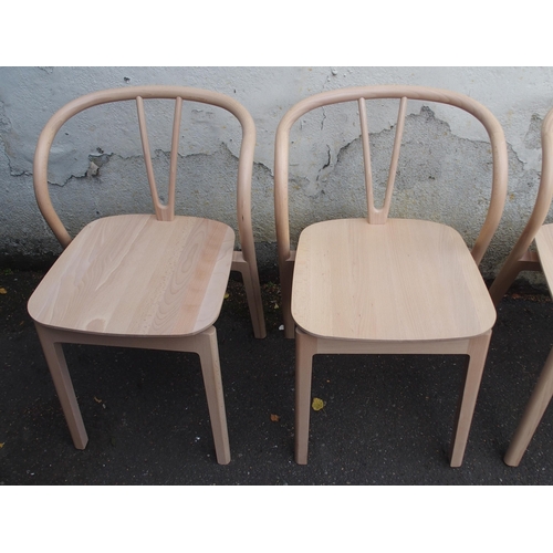 1135 - A SET OF FOUR LIGHT ERCOL BEECH FLOW CHAIRS