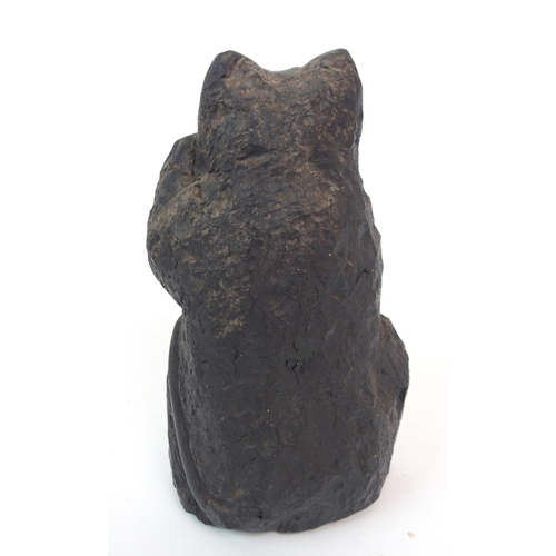 114 - A CHINESE COAL CARVING OF A CAT