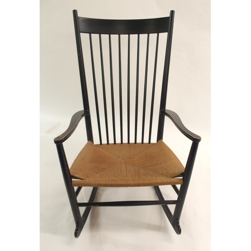 1142 - A HANS WEGNER BLACK ROCKING CHAIR