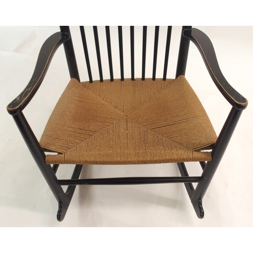 1142 - A HANS WEGNER BLACK ROCKING CHAIR