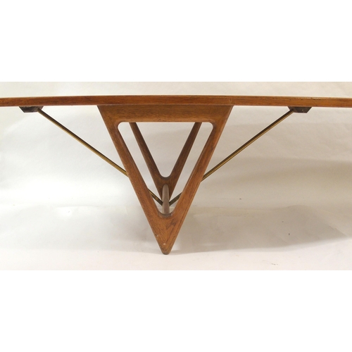 1143 - A KURT OSTERVIG MID-CENTURY TEAK SURFBOARD COFFEE TABLE