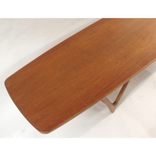 1143 - A KURT OSTERVIG MID-CENTURY TEAK SURFBOARD COFFEE TABLE