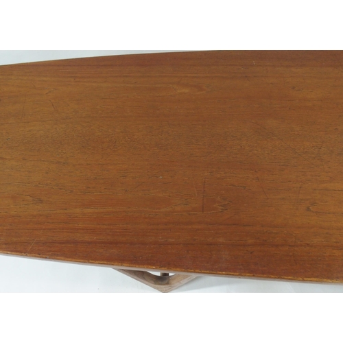 1143 - A KURT OSTERVIG MID-CENTURY TEAK SURFBOARD COFFEE TABLE