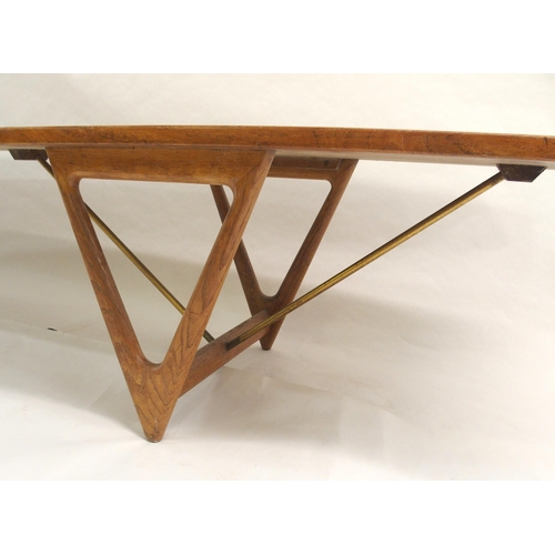 1143 - A KURT OSTERVIG MID-CENTURY TEAK SURFBOARD COFFEE TABLE