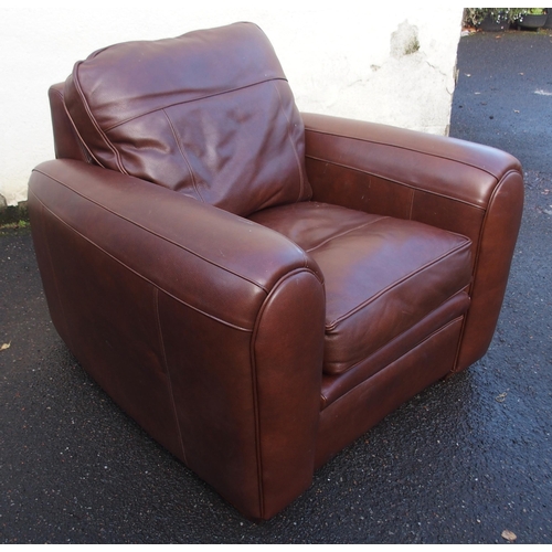 1144 - A DURESTA BROWN LEATHER THREE SEATER SOFA