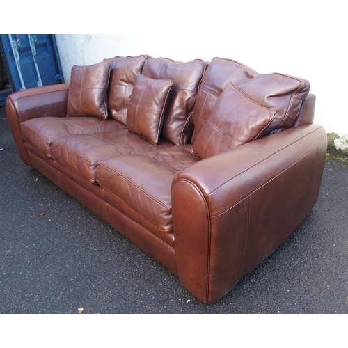 1144 - A DURESTA BROWN LEATHER THREE SEATER SOFA