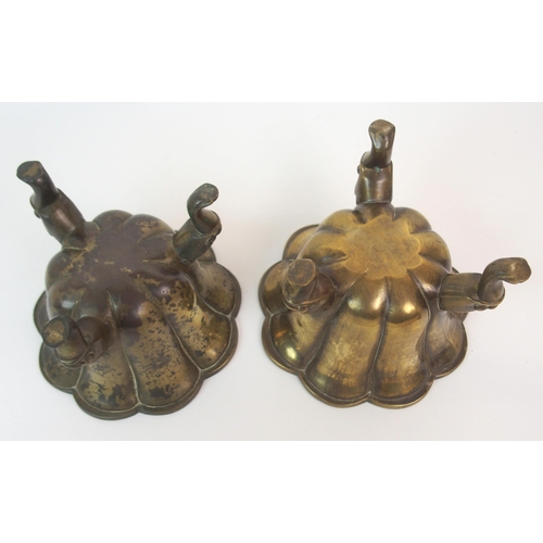 115 - A PAIR OF CHINESE BRONZE NONAGON SHAPED CENSERS